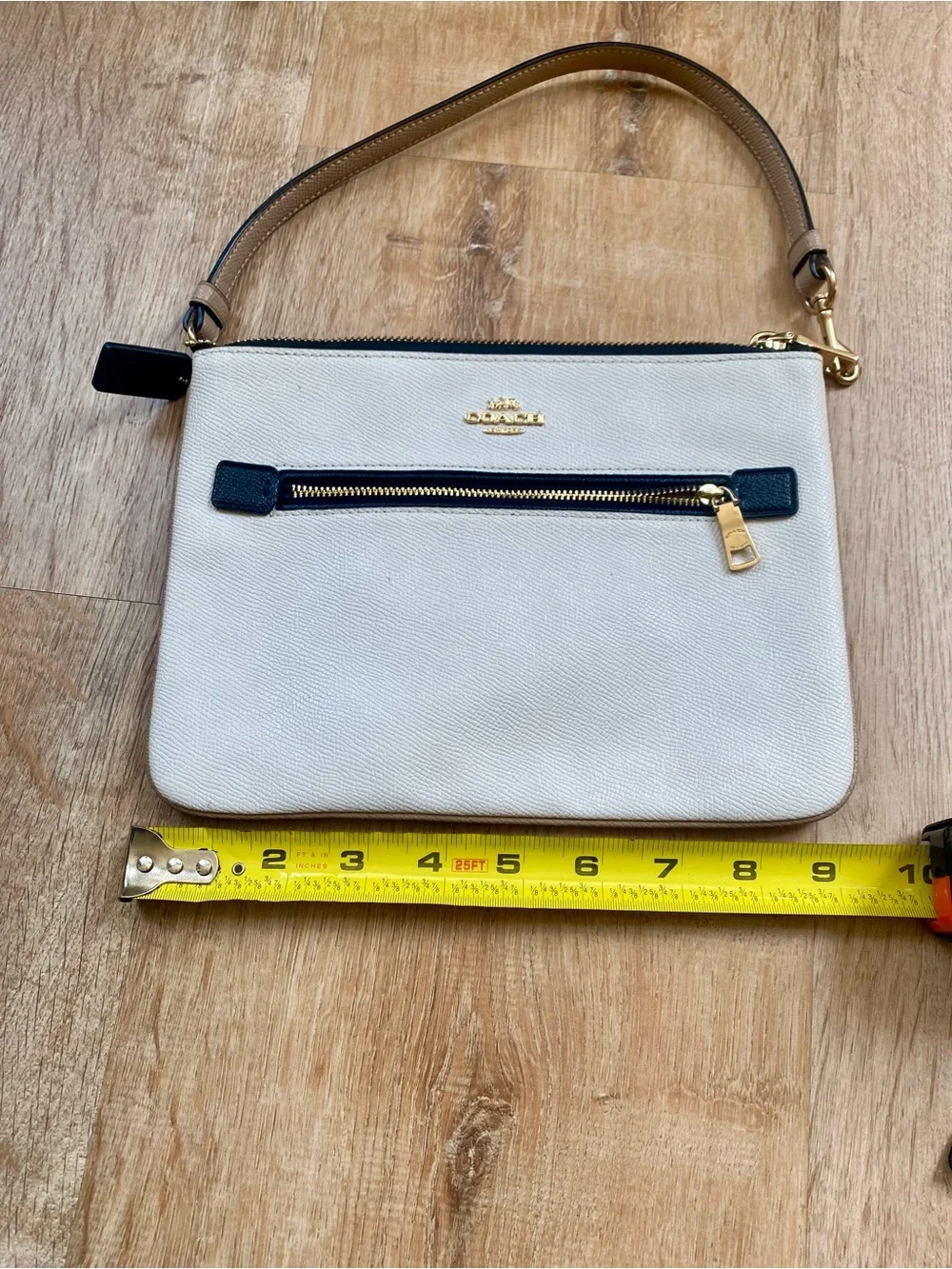 Coach Cream and Black Zip Wristlet